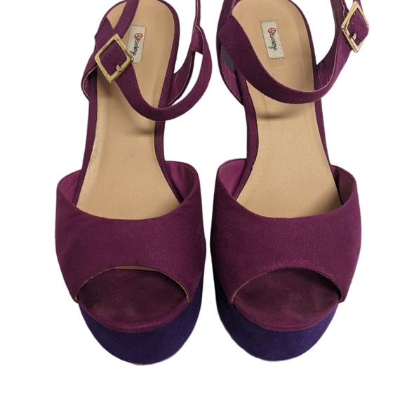 Olsenboye Peep toe Ankle Strap Purple and Blue Stiletto Sandals 8.5 - Picture 11 of 13